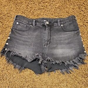 INC Denim | Stylish Black Frayed Denim Women Shorts | 29
